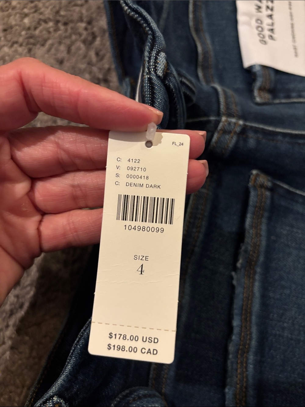 Good American Dark Blue High-Rise Wide Leg Jeans - Picture 2 of 9